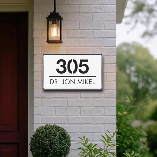 Personalisierte Moderne Hausnummernschilder Für Außentüren, Individuelle 3D-Adressschilder Aus Acryl Mit Straßennamen, Wohnaccessoires, Türschilder Für Gärten Und Häuser(35x21cm) von SHENGBEIDZ
