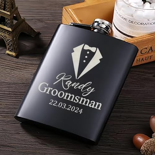 Personalisierter Flachmann Zur Hochzeit, Whisky-Flachmann Aus Edelstahl Mit Individueller Gravur, Namen Und Datum, Geschenkset For Den Trauzeugenantrag Personalisierter Flachmann Zur Hochzeit, Whisky-Flachmann Aus Edelstahl Mit Individueller Gravur, Namen Und Datum, Geschenkset For Den Trauzeugenantrag von SHENGBEIDZ