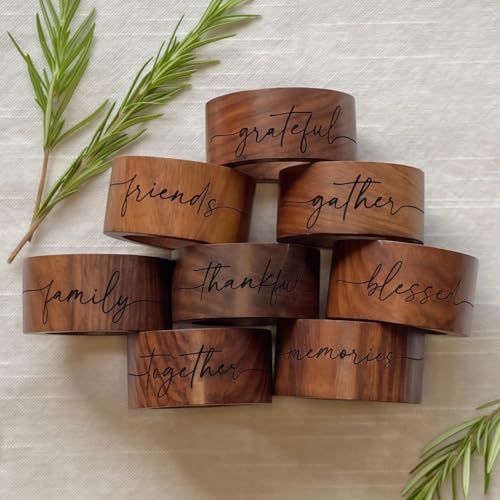 Personalisierter Gravierter Serviettenring Aus Holz, Serviettenringe Mit Individuellem Namen For Hochzeit, Jahrestag, Geburtstag, Handgefertigte Holzhalter For Heim- Und Küchendekoration(24pcs) von SHENGBEIDZ