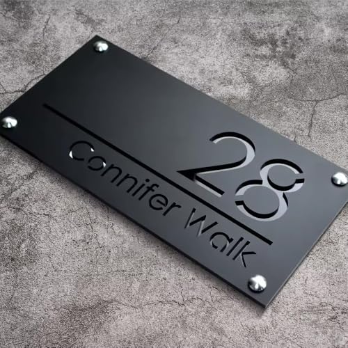 Personalisiertes Hausnummernschild Für Die Wand, Individuelle 3D-Adressschilder Aus Acryl Mit Straßennamen, Einzugsgeschenk, Modernes Hausschild Für Garten, Hof Und Zuhause(Black Black) von SHENGBEIDZ