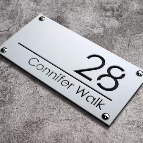 Personalisiertes Hausnummernschild Für Die Wand, Individuelle 3D-Adressschilder Aus Acryl Mit Straßennamen, Einzugsgeschenk, Modernes Hausschild Für Garten, Hof Und Zuhause(White Black) von SHENGBEIDZ