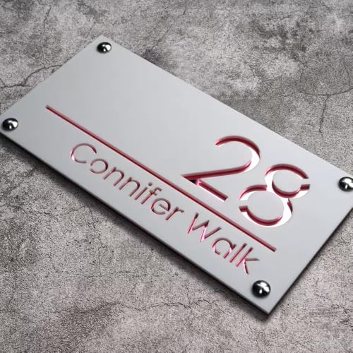 Personalisiertes Hausnummernschild Für Die Wand, Individuelle 3D-Adressschilder Aus Acryl Mit Straßennamen, Einzugsgeschenk, Modernes Hausschild Für Garten, Hof Und Zuhause(White Rose Gold) von SHENGBEIDZ