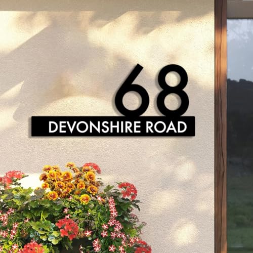 Personalisiertes Modernes Hausnummernschild Aus Acryl – Individuell Gestaltete Außenplakette Für Die Hausadresse | 3D-Gravur | Wohnaccessoire | Wasserdicht | 3 Farben(40x18cm) von SHENGBEIDZ
