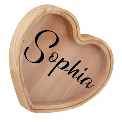 Personalisiertes Sparschwein Aus Holz For Kinder, Jungen Und Mädchen, Individuelle Münzspardose Mit Selbstgemachten Namensaufklebern, Spardose For Geburtstags(Love) von SHENGBEIDZ