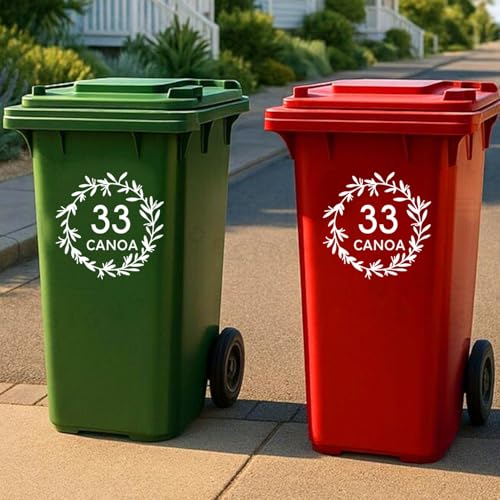SHENGBEIDZ 3 Stück Individuelle Nummern-/Hausnummernaufkleber, Individueller Mülltonnenaufkleber, Mülleimer-ID, Vinyl-Aufkleber, Wandaufkleber, Heimdekoration(13cm) von SHENGBEIDZ