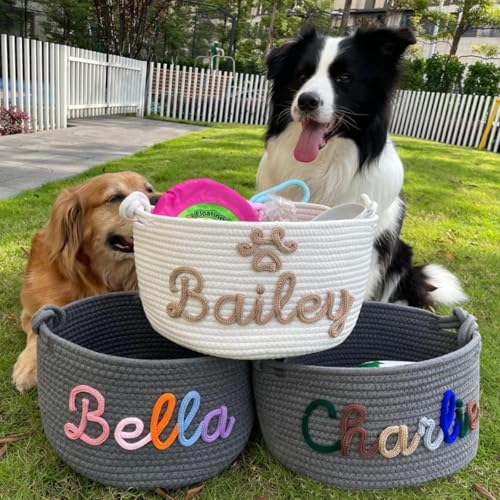 SHENGBEIDZ Personalisierte Spielzeugkorbtasche for Haustiere, Aufbewahrung for Hundespielzeug, Hundespielzeug, Welpengeschenk, Personalisierte Spielzeugbox(30 * 18cm) von SHENGBEIDZ