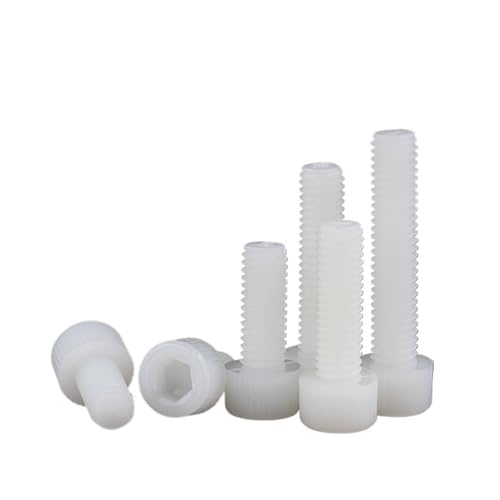 SHENGG 10/50 Stück Kunststoff-Nylon-Innensechskantschrauben, weiße Sechskantschrauben, M3, M4, M5, M6, M8(50pcs,M6x25mm) von SHENGG