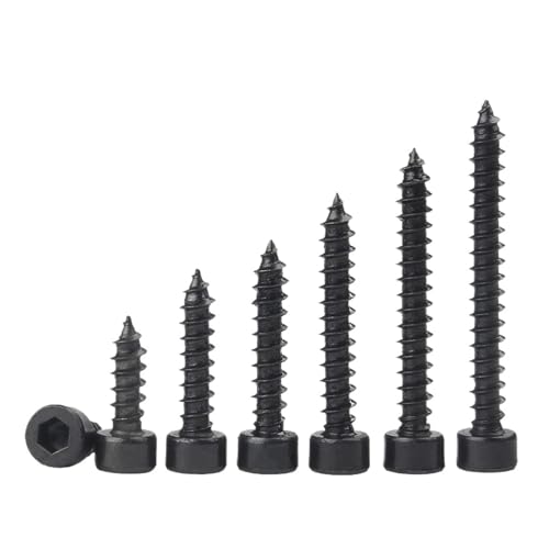 SHENGG 10 teile/los M2 M2.6 M3 M3.5 M4 M5 M6 Sechskant-Innensechskant-Blechschraube 8.8 Grade Black Carbon Steel Allen Head Screw(12mm x10pcs,M5) von SHENGG