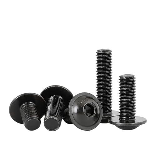 SHENGG 10 teile/los M3 M4 M5 M6 M8 M10 Innensechskant-Flansch-Halbrundschrauben 10.9 Hohe Festigkeit Schwarze Inbusschrauben Länge 6mm bis 40mm(8mmx 10pcs,M4) von SHENGG