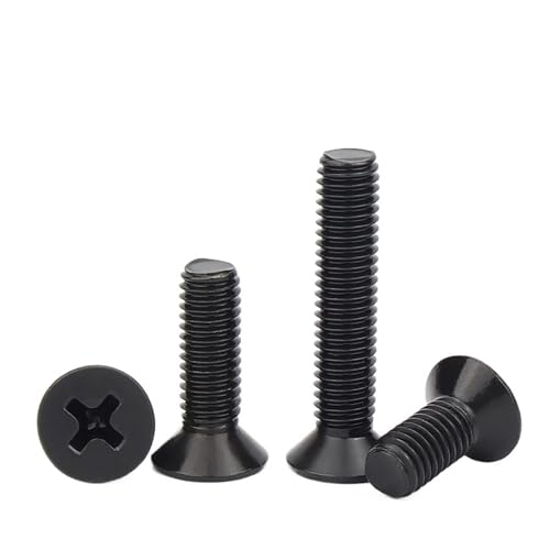 SHENGG 100 teile/los M1 M1.2 M1.4 M1.6 M1.7 M2 M2.5 M3 M3.5 M4 M5 Kleine Schwarze Stahl Flache Senkkopfschraube Bolzen(3mm x100pcs,M1.4) von SHENGG