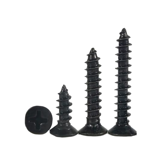 SHENGG 100 teile/los M1.2 M 1,3 M1.4 M1.5 M1.6 M1.7 1,8 M2.2 2,5 2,6 Schwarz Carbon Stahl Flachen Senkkopf Mini Selbstschneidende Schraube(8mm x100pcs,M2.3) von SHENGG