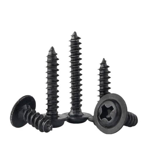 SHENGG 100 teile/los Schwarz selbstschneidende Schraube Flachkopf Kreuz Rundkopf Mit Unterlegscheibe Kissen M1.4 M1.7 M2 M2.3 M2.6 M3 M3.5 M4(14mm,M2.6) von SHENGG