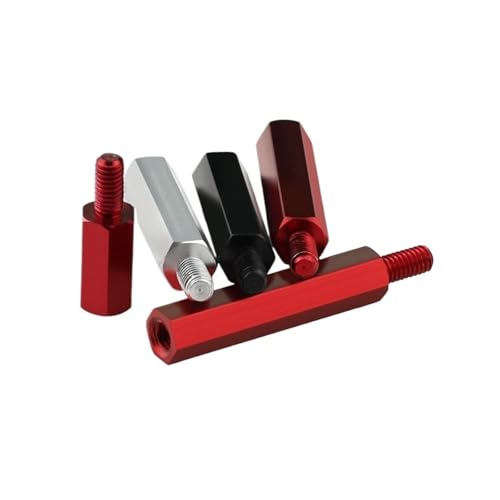 SHENGG 10Pcs Aluminium Legierung Stud Stangen M3 Aluminium Hex Standoff Spacer Spalte Mutter Schraube(Black,(10PCS)_M3X22MMX6-H5) von SHENGG