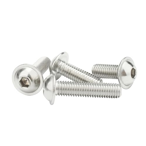 SHENGG 50 Stück M2 M2.5 M3 M4 M5 M6 ISO7380.2 304 Edelstahl Sechskant Innensechskant Rundknopf Flanschkopf mit Unterlegscheibe Kragenschraube Bolzen(6mm,M2 x50pcs) von SHENGG