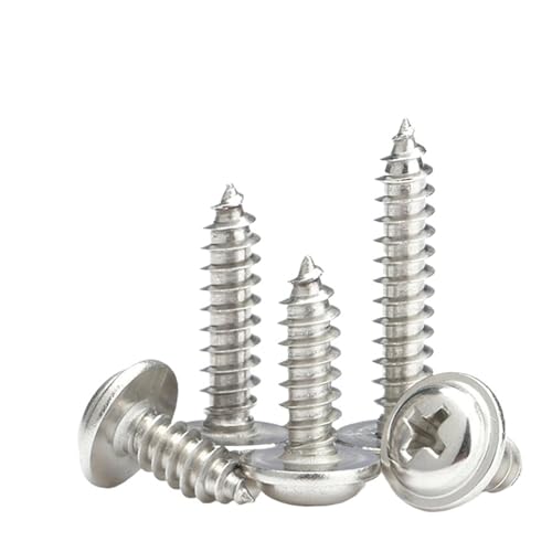 SHENGG 50 teile/los M1.4 M1.7 M2 M2.6 M3 M3.5 M4 M5 304 Edelstahl Kreuz Pan Rundkopf Mit Scheibe selbstschneidende Schraube(8mm x50pcs,M2.3) von SHENGG