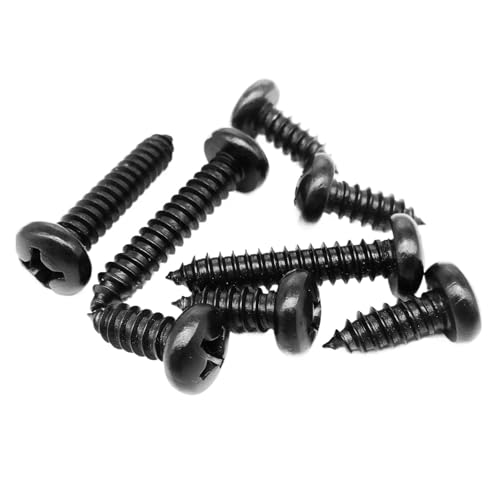 SHENGG M1.4-M6 Schwarz verzinkter 304 A2-70 Edelstahl-Kreuzschlitz-Blechschraube mit rundem Kopf(12mm,M3 50pcs) von SHENGG