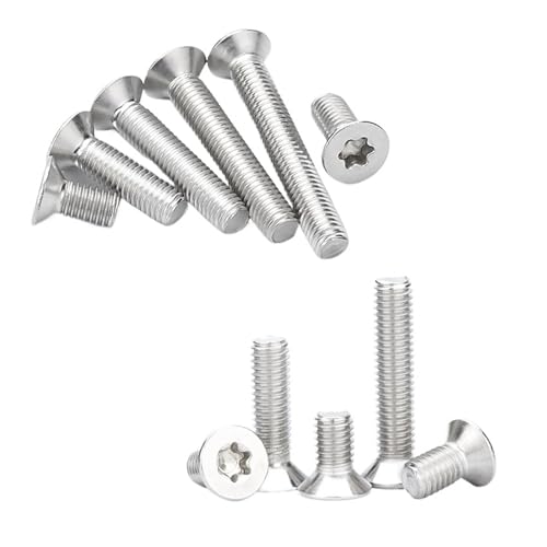 SHENGG M6 M8 M10 M12 304 Edelstahl Sechslappen Senkkopf Flachkopf Maschinenschraube Bolzenlänge 10-100mm(40mm,M10-(5pcs)) von SHENGG