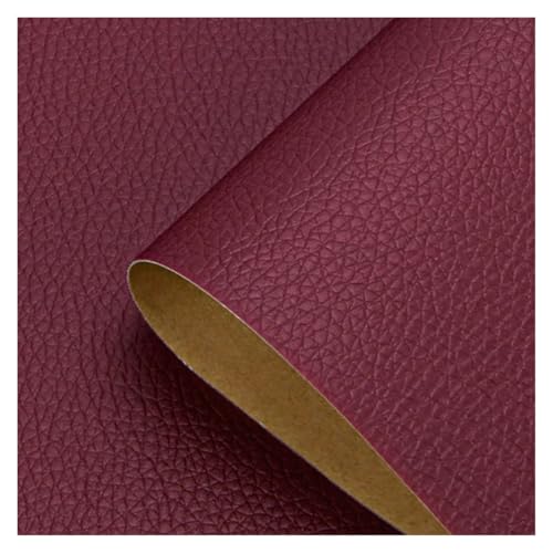 SHENGG Selbstklebendes Leder-Reparatur-Flickenband, selbstklebend, for Sofa, Motorrad, Autositz, Stuhl, Tasche, Heim, Blätter, Aufkleber, Flicken(Burgundy,50cm x 138cm) von SHENGG