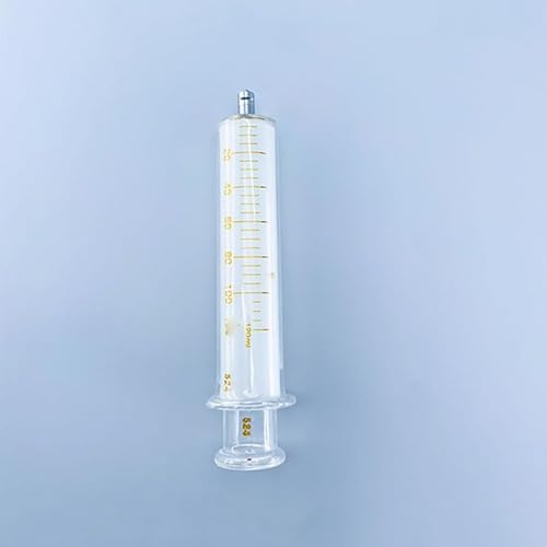 Glasspritze 100 ml mit Luer-Lock aus Metall/Glaskaliber, Glasprobenextraktor, Injektor, Laborglaswaren, wiederverwendbar, 100 CC, 1/PK(120ml Large Caliber) von SHENGJIELIU