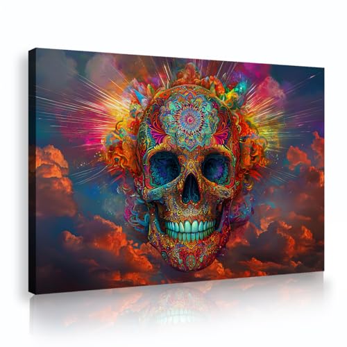 Bunte Explosion Stil Schädel Wandkunst Sonnenuntergang Wolken Leinwandmalerei und Drucke für Wohnzimmer Flur Lounge Moderne Zuhause Wanddekoration 80x112cm Innenrahmen Bunte Explosion Stil Schädel Wandkunst Sonnenuntergang Wolken Leinwandmalerei und Drucke für Wohnzimmer Flur Lounge Moderne Zuhause Wanddekoration 80x112cm Innenrahmen von SHENGPOSTER