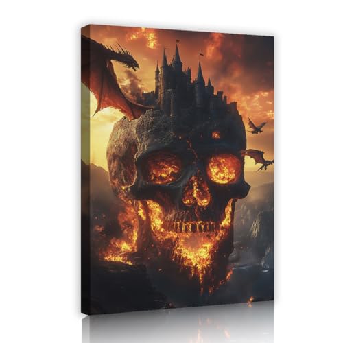 Fantasy Skull Dragon Castle Leinwand Wandkunst Halloween Horror Wand Poster Drucke Magische mythische mysteriöse Wohnkultur für Wohnzimmer 80x112cm Innenrahmen Fantasy Skull Dragon Castle Leinwand Wandkunst Halloween Horror Wand Poster Drucke Magische mythische mysteriöse Wohnkultur für Wohnzimmer 80x112cm Innenrahmen von SHENGPOSTER