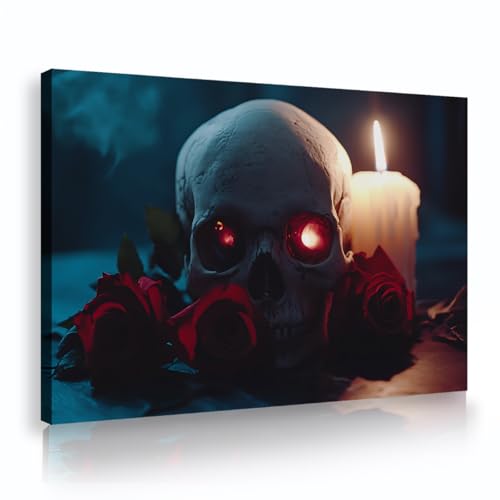 Gothic Dark Style Leinwanddrucke Home Decor Halloween Schädel mit Kerzenlicht und Rosen Wandkunst Poster für Wohnzimmer Dekorationen 85x120cm Innenrahmen Gothic Dark Style Leinwanddrucke Home Decor Halloween Schädel mit Kerzenlicht und Rosen Wandkunst Poster für Wohnzimmer Dekorationen 85x120cm Innenrahmen von SHENGPOSTER