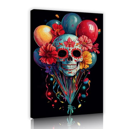 Moderne Kunst Leinwanddrucke Wandkunst Blumen Luftballons Totenkopf Bilder Wandkunst schwarzer Hintergrund Wohnkultur für Wohnzimmer Schlafzimmer bereit zum Aufhängen 30x42cm Innenrahmen Moderne Kunst Leinwanddrucke Wandkunst Blumen Luftballons Totenkopf Bilder Wandkunst schwarzer Hintergrund Wohnkultur für Wohnzimmer Schlafzimmer bereit zum Aufhängen 30x42cm Innenrahmen von SHENGPOSTER