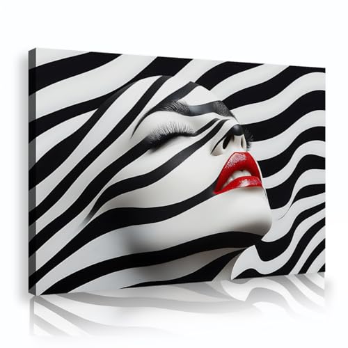 Moderne schicke Kunst Wand Kunstdruck Schwarz und Weiß Abstrakte Streifen Leinwand Bilder Frau Gesicht Porträt Wanddekoration für Wohnzimmer Büro 40x56cm Innenrahmen Moderne schicke Kunst Wand Kunstdruck Schwarz und Weiß Abstrakte Streifen Leinwand Bilder Frau Gesicht Porträt Wanddekoration für Wohnzimmer Büro 40x56cm Innenrahmen von SHENGPOSTER