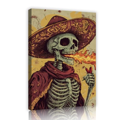 SHENGPOSTER einzigartige Vintage Kunstwerk Wandkunst Bilder Feuerspeiende Totenkopf Leinwanddrucke Tag der Toten mexikanischer Stil Wanddekoration für Zuhause Wohnzimmer 40x56cm Innenrahmen SHENGPOSTER einzigartige Vintage Kunstwerk Wandkunst Bilder Feuerspeiende Totenkopf Leinwanddrucke Tag der Toten mexikanischer Stil Wanddekoration für Zuhause Wohnzimmer 40x56cm Innenrahmen von SHENGPOSTER