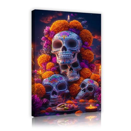 Tag der Toten Leinwanddrucke Wandkunst Chrysanthemen Rose Kerzenlicht Zucker Totenköpfe Künstlerische Wandkunst Poster für Wohnzimmer Wohnkultur 35x52cm Innenrahmen Tag der Toten Leinwanddrucke Wandkunst Chrysanthemen Rose Kerzenlicht Zucker Totenköpfe Künstlerische Wandkunst Poster für Wohnzimmer Wohnkultur 35x52cm Innenrahmen von SHENGPOSTER