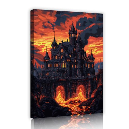 Unheimliche gotische Landschaft Leinwanddrucke Kunstwerk Schloss in Lava Wandkunst Malerei Abstrakte Sonnenuntergang Leinwandbilder für Wohnzimmer Wohnkultur 35x52cm Innenrahmen Unheimliche gotische Landschaft Leinwanddrucke Kunstwerk Schloss in Lava Wandkunst Malerei Abstrakte Sonnenuntergang Leinwandbilder für Wohnzimmer Wohnkultur 35x52cm Innenrahmen von SHENGPOSTER