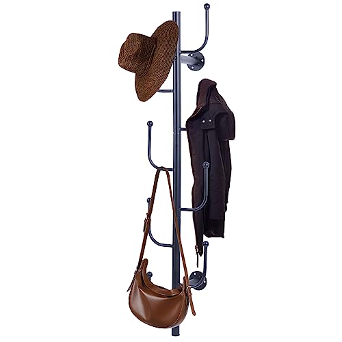 100cm Black Metal Cactus Form Wall Mounted Coat Rack, Hut Baum für Wand, Handtasche Rack mit 8 Haken, platzsparend und einfache Installation, geeignet für Wohnzimmer, Schlafzimmer (Schwarz-U) von SHENGTIAN