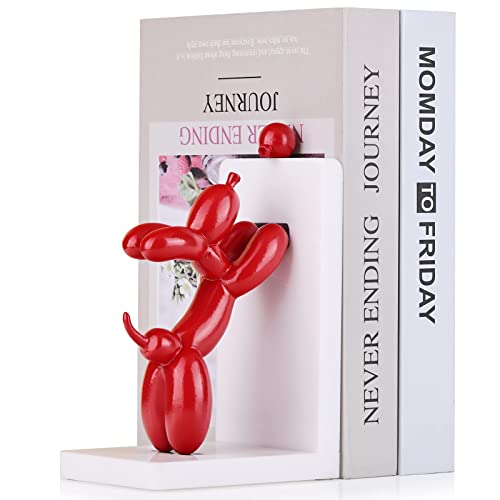 Harz Ballon Hund Buchenden, weiß L-förmigen Regal, Moderne Hund Statur Buchstützen, Heavy Duty Buchhalter Stopper für, geeignet für Bibliothek, Büro, Bücherregal Dekoration von SHENGTIAN