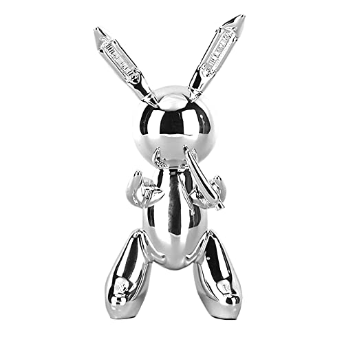 Harz Ballon Kaninchen Statue, niedlich plattiert Karotte Kaninchen Tier Dekoration Tier nach Hause weiche Dekoration Tischdekorationen Geburtstag Geschenk Licht Luxus-Stil (Silber-21cm) von SHENGTIAN