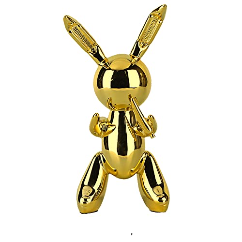 Harz Ballon Kaninchen Statue, niedlich plattiert Karotte Kaninchen Tier Dekoration Tier nach Hause weiche Dekoration Tischdekorationen Geburtstag Geschenk Licht Luxus-Stil (gold-12cm) von SHENGTIAN