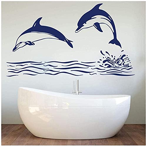 Große Delphin Meer Ozean Fisch Wandaufkleber Baby Kinderzimmer Badezimmer Tier Delphin Fisch Welle Wandtattoo Kinderzimmer Vinyl Dekoration 85X48Cm von SHENGWW