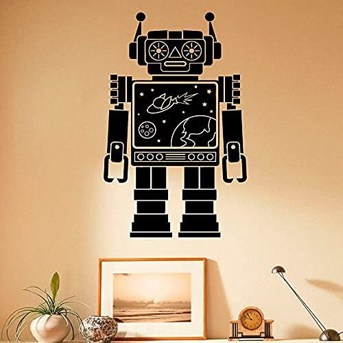 Retro Roboter Wandtattoo Roboter Silhouette Vinyl Wandaufkleber Kinderzimmer Dekoration Home Interior Kunstwand 89X57Cm von SHENGWW