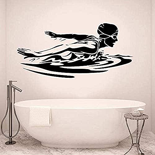 Schwimmen Wandtattoo Weibliche Schwimmer Frauen Wassersport Wandaufkleber Wohnkultur Badezimmer Schwimmbad Wasserdichte Vinyl Kunst 57X80 Cm von SHENGWW