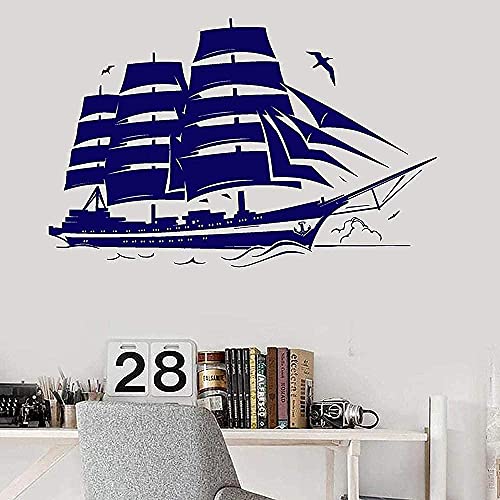 Segelschiff Wandtattoo Boot Yacht Ozean Ozean Thema Badezimmer Kinderzimmer Dekoration Vinyl Fenster Wasserdichter Aufkleber 42X64Cm von SHENGWW