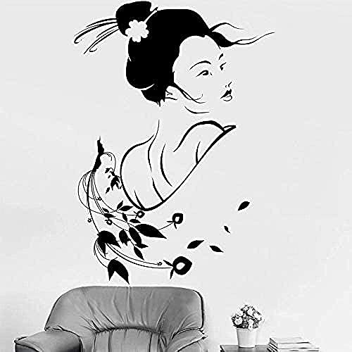 Selbstklebende Tapetendekoration Japanische Geisha Wandtattoo Vinyl Künstler Heimtextilien Wohnzimmer Schlafzimmer Schönes Mädchen Paar Aufkleber 57X80Cm von SHENGWW