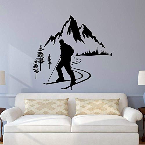 Skifahrer Wandtattoo Vinyl Wintersport Giebel Aufkleber Ski Sport Home Wandkunst Dekoration Schlafzimmer Dekoration Wandbild 57X60Cm von SHENGWW