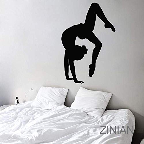 Turnerin Mädchen Silhouette Wandtattoo Vinyl Aufkleber Aufkleber Sport Mädchen Kunst Fitnessstudio Schlafzimmer Dekoration Wandbild Moderne Raumdekoration 56X83Cm von SHENGWW