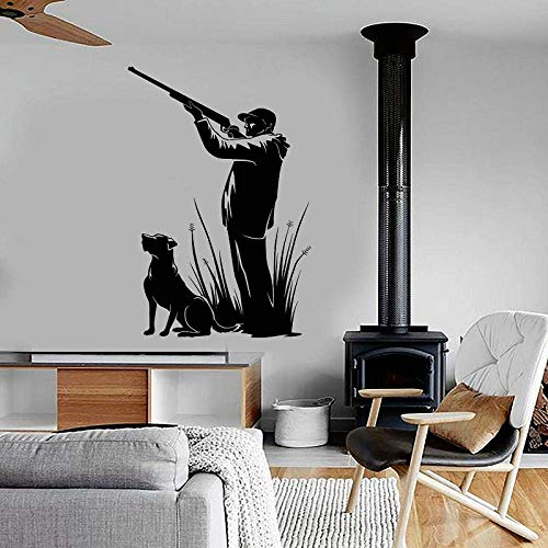 Wandaufkleber, Jagd Vinyl Wandtattoo Hunter Hound Rifle Hunting Club Jagdgeschäft Outdoor Hunting Enthusiast Room Shop 85X69Cm von SHENGWW