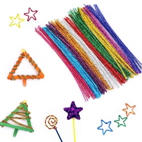 SHENGYIG 100 Stück Pfeifenreiniger Glitzer, MYLERCT 30 cm Pfeifenputzer Bunt Zum Basteln, Pfeiffenputzer, Plüsch Weicher Chenilledraht Basteln Kann zu Einer Vielzahl von Formen Kombiniert Werden SHENGYIG 100 Stück Pfeifenreiniger Glitzer, MYLERCT 30 cm Pfeifenputzer Bunt Zum Basteln, Pfeiffenputzer, Plüsch Weicher Chenilledraht Basteln Kann zu Einer Vielzahl von Formen Kombiniert Werden von SHENGYIG