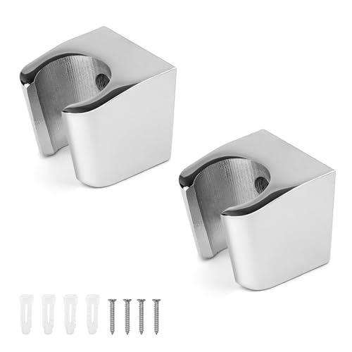 SHENGYIG 2 Stück Zinklegierung Brausehalter, Silber Handbrause Halterung, Duschkopfhalterung mit Schrauben, Produktabmessungen L x B x H: 3,5 x 3,3 x 3,1 cm, Kann im Badezimmer Verwendet Werden von SHENGYIG