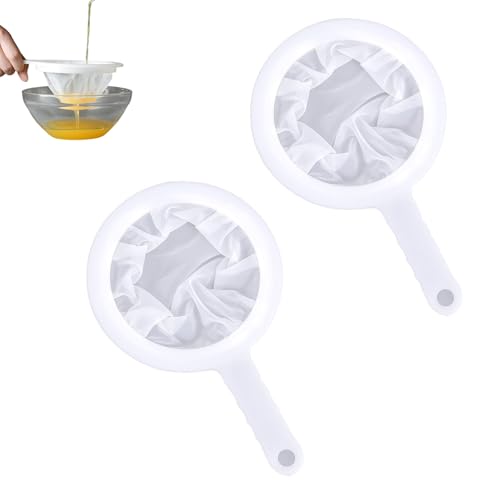 SHENGYIG 2 Stück Küchensieb Set aus Nylon - Feines Sieb mit 200 Maschen & PP-Griff - Ideal für Sojamilch, Kaffee, Säfte, Tee und Flüssigfilterung - Spülmaschinenfest (Lebensmittelecht, BPA-frei) von SHENGYIG
