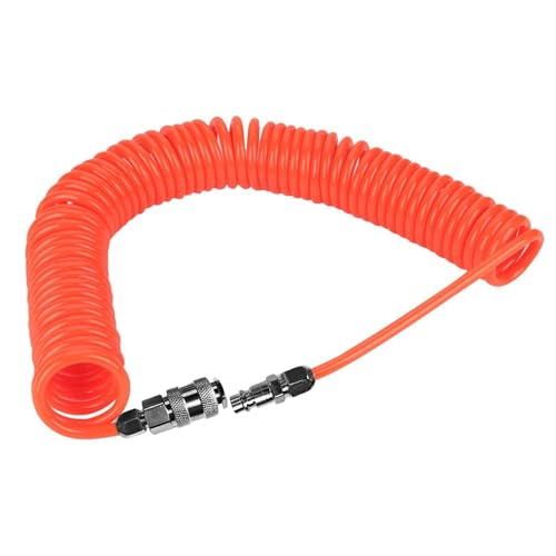 SHENGYIG Explosionssicherer Spiralschlauch für Kompressor 6m (orange) | 1/4" Anschluss Stecker | 8mm Außendurchmesser | Einziehbarer Druckluftschlauch | Industrietaugliche Luftleitung von SHENGYIG