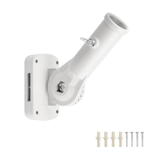 SHENGYIG Fahnenmast aus Aluminium, Fahnenmasthalter Innendurchmesser 29,8 mm, 180° Drehbar Verstellbare Halterung, Flaggenhalter mit Schrauben, für Haus Garten Balkon (Weiß) von SHENGYIG