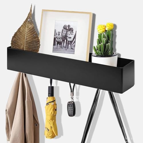SHENGYIG Jackenhalter Wand, Garderobenleiste mit 5 Haken & Ablage – Stabile Kleiderhakenleiste für Flur, Schlafzimmer & Korridor – Versteckte Wandgarderobe, Schwarz SHENGYIG Jackenhalter Wand, Garderobenleiste mit 5 Haken & Ablage – Stabile Kleiderhakenleiste für Flur, Schlafzimmer & Korridor – Versteckte Wandgarderobe, Schwarz von SHENGYIG