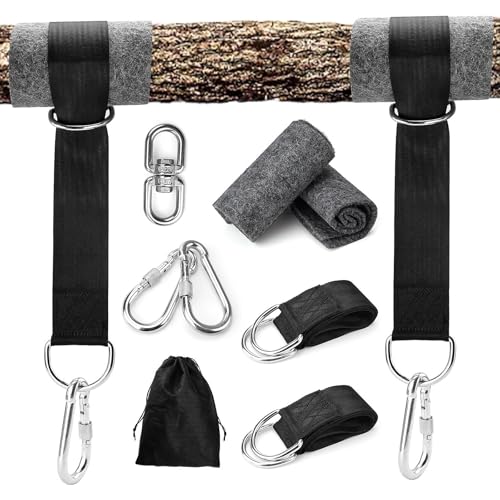 SHENGYIG Schaukel Befestigung, 90cm Schaukel Aufhängung mit D-Ringen, Hält bis zu 500kg, Hängesessel Befestigung mit Baumschutz Polster, Schaukelseile für Baumschaukelsitz, Hängematte, Planke von SHENGYIG